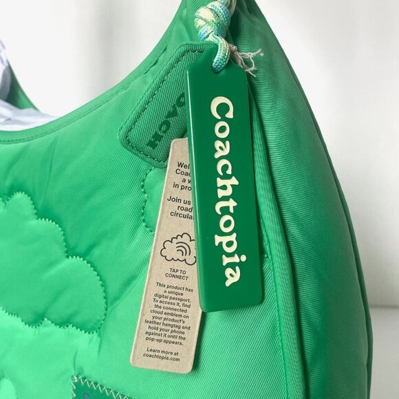 Coach Coachtopia Loop Ergo Bag Cloud Quilting Green Shoulder 90s Bag CV875 - Picture 9 of 10